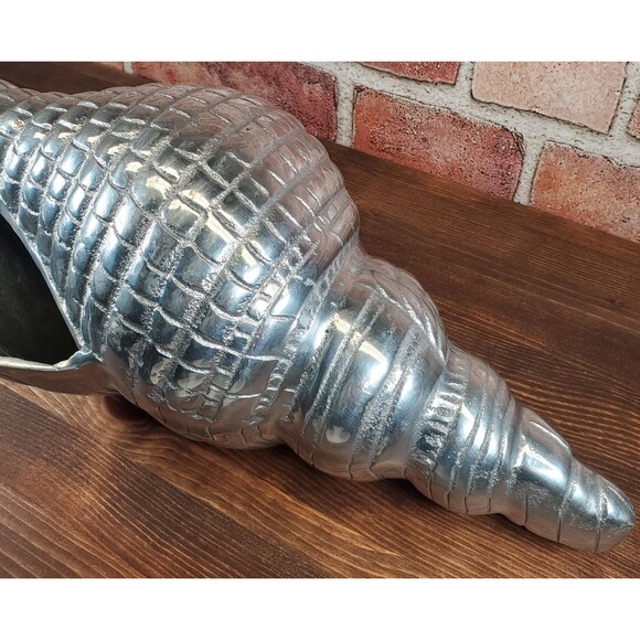 Vintage Pewter Distaff Spindle with Intricate Conch Shell Design - Coastal Decor - Picture 10 of 10